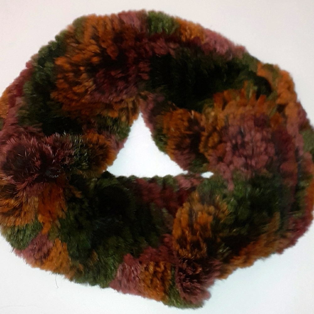 SAKS RABBIT FUR 100% NECK WARMER or HEAD BAND Regency Core Flex Size OSFM